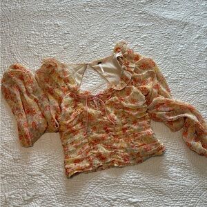 Free People Floral Flowy Blouse